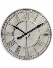 Large Silver Clock with Antique Mirror Face