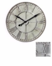 Large Silver Clock with Antique Mirror Face