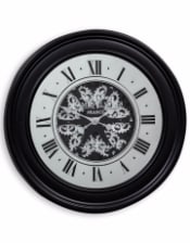 Black Mirrored Face Antique Style Moving Gears Clock