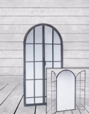 Antiqued Lead Grey Iron Large Arch Window Metal Mirror