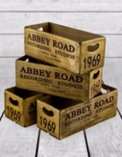 Set of 4 Antiqued "Abbey Road" Wooden Boxes