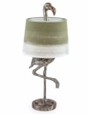 Antique Silver Flamingo Table Lamp with Sage Fade Shade