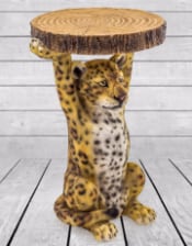 Leopard Holding "Trunk Slice" Side Table