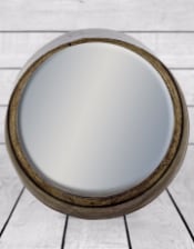 Small Black and Pewter Deep Framed Cylinder Mirror