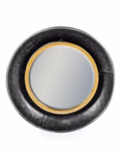 Black and Bronze Small Round Lincoln Wall Mirror