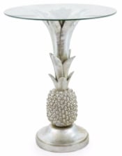 Silver Pineapple Glass Top Side Table