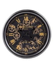 Black and Gold Medium Moving Gears Clock