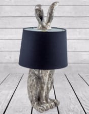 Antique Silver Rabbit Ears Lamp with Black Shade