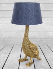 Antique Gold Goose Table Lamp with Grey Shade