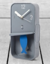 Grey Metal Sardine Tin Pendulum Wall Clock