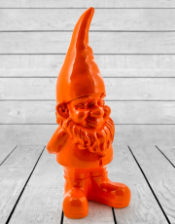 Large Bright Orange Standing Gnome Figure