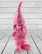 Large Bright Pink Standing Gnome Figure