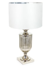 Antiqued Glass Urn Lamp with Silver Velvet Cylinder Shade