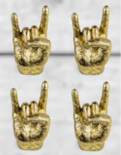 Gold Set of 4 Rock On Wall Hands