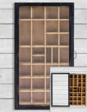 Antiqued Black Wooden Wall Display Cabinet