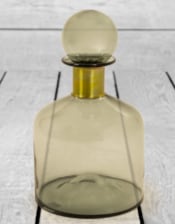 Large Smoke Grey Glass Apothecary Bottle with Brass Neck