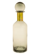 Tall Smoke Grey Glass Apothecary Bottle with Brass Neck