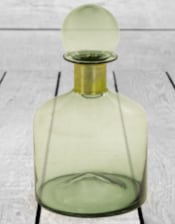 Large Green Glass Apothecary Bottle with Brass Neck