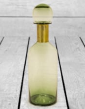 Tall Green Glass Apothecary Bottle with Brass Neck