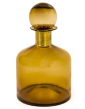 Large Brown Glass Apothecary Bottle with Brass Neck