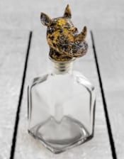 Large Glass Storage Bottle with Rhino Head Stopper (to be bought in qtys of 6)