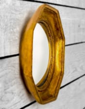 Antiqued Gold Octagonal Framed Convex Mirror