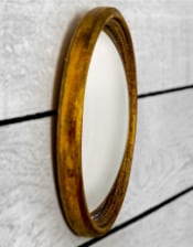 Antiqued Gold Thin Framed Small Convex Mirror