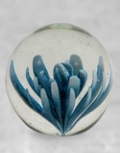 Blue & White Flower Glass Ball Paperweight with Gift Box