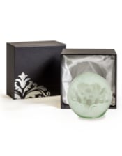 White Flower Glass Ball Paperweight with Gift Box