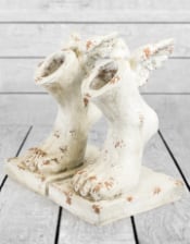 Set of 2 Rustic Stone Effect Winged Foot Planters
