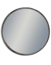 Large Black and Pewter Deep Framed Cylinder Mirror