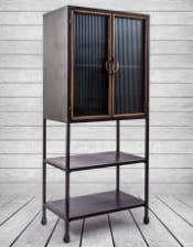 Black and Antique Gold "Orwell" Tall Cabinet with Shelves