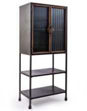 Black and Antique Gold "Orwell" Tall Cabinet with Shelves