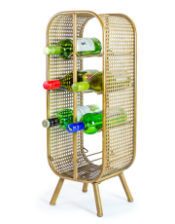 Rustic Metal Rattan Small 8 Bottle Wine Rack