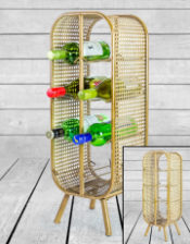 Rustic Metal Rattan Small 8 Bottle Wine Rack