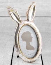 Small Antique Silver Rabbit Ears Photo Frame