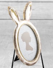 Large Antique Silver Rabbit Ears Photo Frame