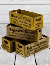 Set of 4 Antiqued "Witchcraft & Wizardry" Wooden Boxes