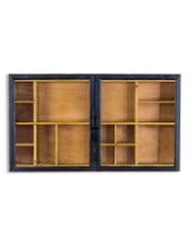 Antiqued Black Wooden Sliding Door Wall Cabinet