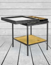 Antiqued Black Wooden Set of 2 Nest Display Side Tables