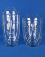 Clear Glass Deco Face Vase