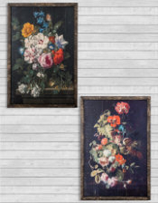 Set of 2 Antiqued Boho Floral Wall Prints