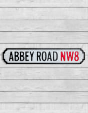 Antiqued Wooden "Abbey Road NW8" Road Sign