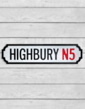 Antiqued Wooden "Highbury N5" Road Sign