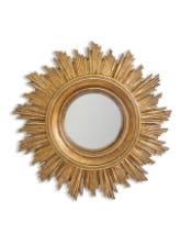 Antiqued Gold Ornate Framed Small Convex Mirror