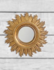 Antiqued Gold Ornate Framed Small Convex Mirror