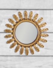 Antiqued Gold Ornate Framed Small Convex Mirror