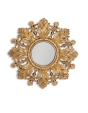 Antiqued Gold Ornate Framed Small Convex Mirror