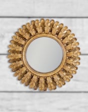 Antiqued Gold Ornate Framed Small Convex Mirror