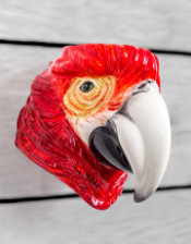 Hand Painted Ceramic Red Macaw/Parrot Head Wall Sconce Vase